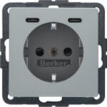 BERKER Steckdose 1-fach alu samt 2USB-C Unterputz 48156084 mit BS USB IP20