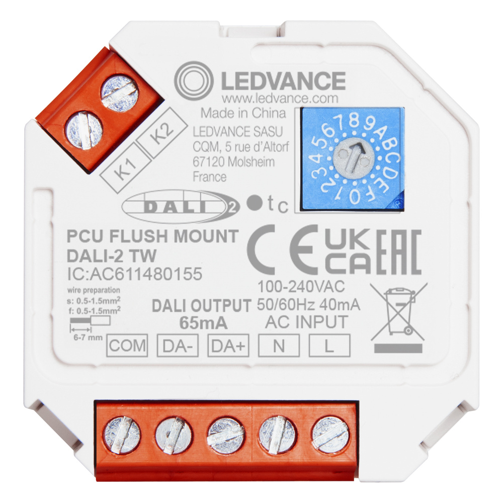 Ledvance PUSH CONTROL UNIT FLUSH MOUNT DALI-2 TW Interface für Standard Lichttast