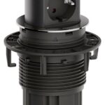 BACHMANN Multi-Tischsteckdose 1Steckd BM0020489 Einbau versenkbar 2Euro Edelstahl