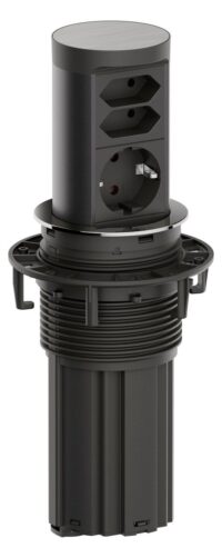 BACHMANN Multi-Tischsteckdose 1Steckd BM0020489 Einbau versenkbar 2Euro Edelstahl