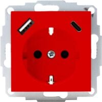 Kopp HK07 -Schutzkontakt-Steckdose USB A/C Anschluss Farbe:rot