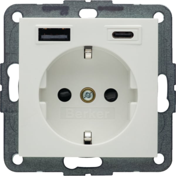 BERKER Steckdose 1-fach polws matt 1USB-A Unterputz 48141909 1USB-C mit BS USB IP20