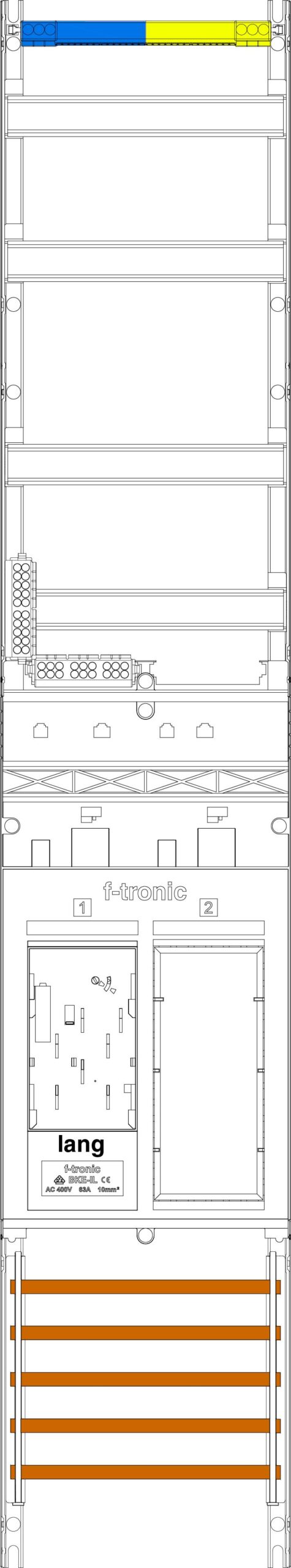 F-TRONIC Komplettfeld 1Z 1R eHZ mit Verdr ER9L 1350x250mm SS_5p 300mm