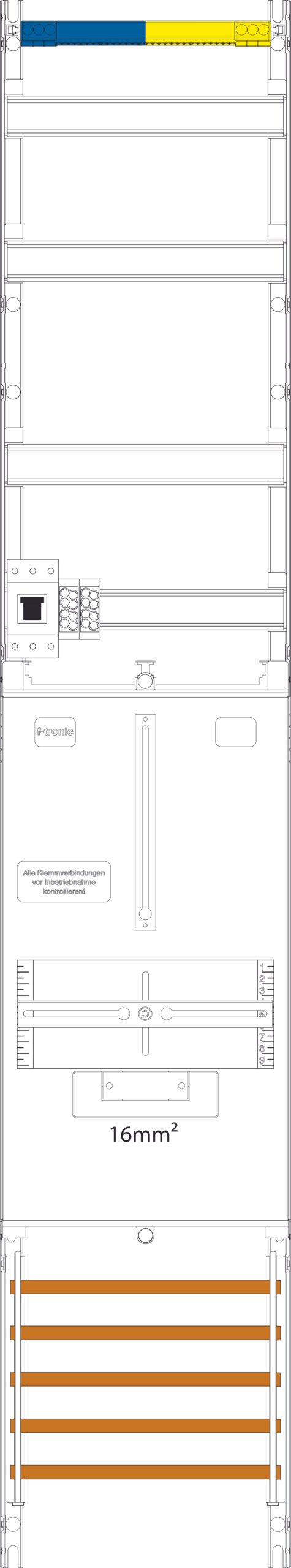 F-TRONIC Komplettfeld Zählerfeld VZ6-16-HSP, H=1 VZ6-16-HSP
