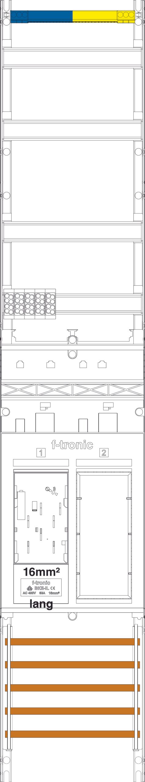 F-TRONIC Komplettfeld 1Z eHZ mit Verdr ER9-16L 1350x250mm SS_5p 300mm