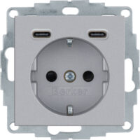 BERKER Steckdose 1-fach alu matt 2USB-C Unterputz USB 48151404 mit BS IP20