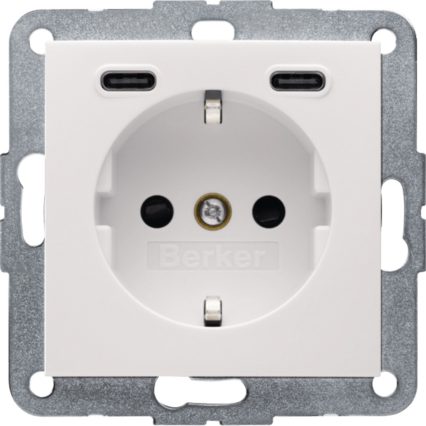 BERKER Steckdose 1-fach weiß glänzend 2USB-C Unterputz USB 48158982 mit BS IP20