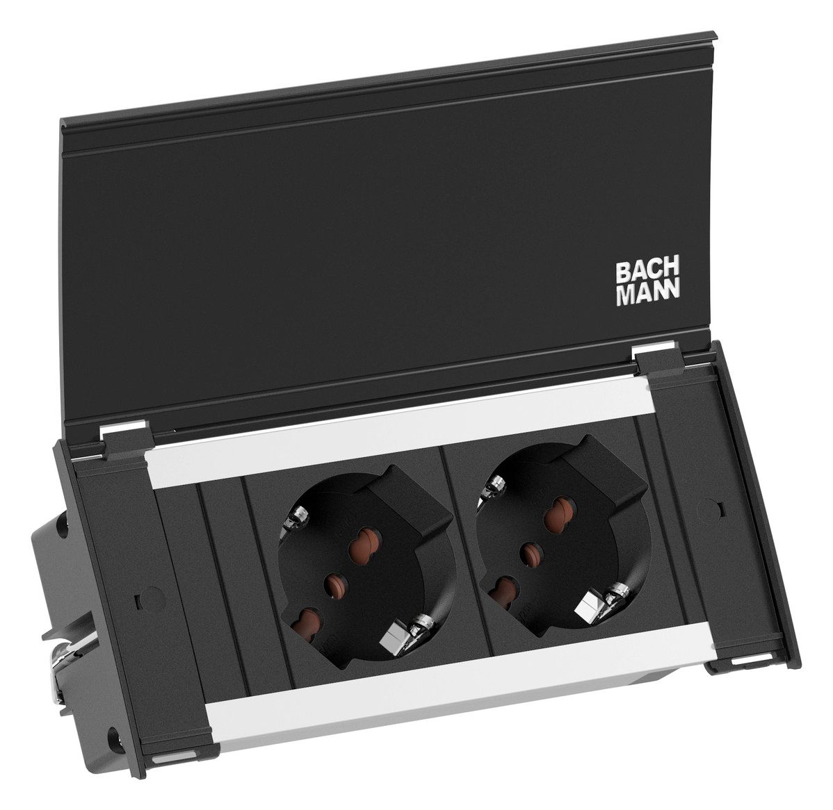 BACHMANN Multi-Tischsteckdose EB schwarz Aluminium 927.213