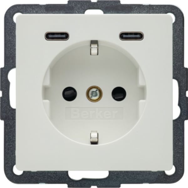 BERKER Steckdose 1-fach polws samt 2USB-C Unterputz 48156089 mit BS USB IP20