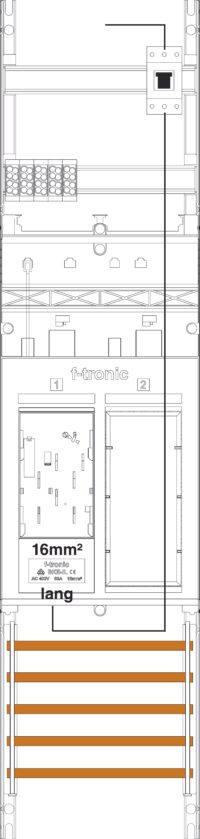 F-TRONIC Komplettfeld 1Z 1R eHZ mit Verdr ER6DS-16L-PV 1050x250mm SS_5p 300mm
