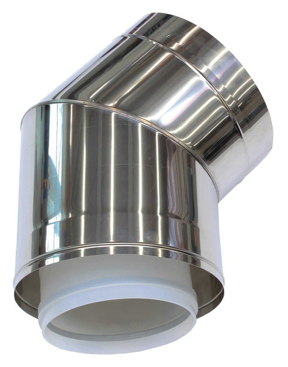 Bogen 45 Grad 250/350 mm für Fassadenverlegung konz. PP/Edelst.