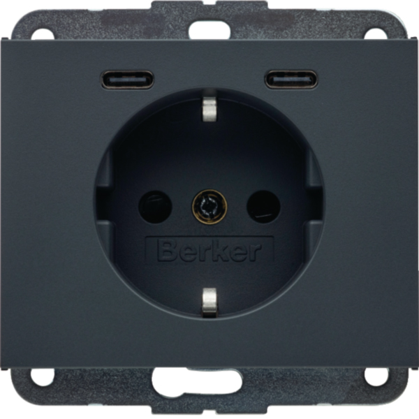 BERKER Steckdose 1-fach anthrazit matt 2USB-C Unterputz 48157006 mit BS USB IP20