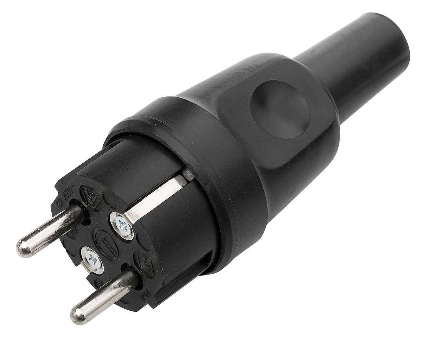 BACHMANN Schutzkontaktstecker 16A 250V BM0028124 Gummi IP44 schwarz ger
