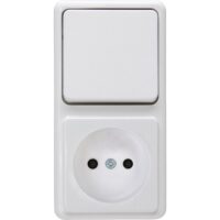 Kopp STANDARD Aufputz STANDARD-Steckdose ohne Erde und A/W-Schalter Kombination