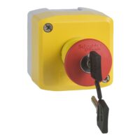 Schneider XALK188E Gehäuse mit Pilztaster 1S1Ö 40mm rot Schlüsselentrieg. Nr.455