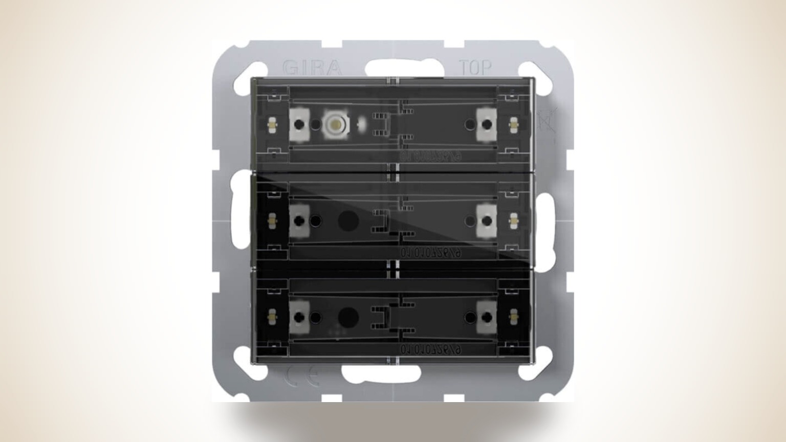 Gira Türsprechanlage ins Smart Home einbinden: App, Rufweiterleitung und KNX – Gira Türsprechanlage Smart-Home-Integration mit Tastsensor 4 und App-Benachrichtigung im modernen Hausflur