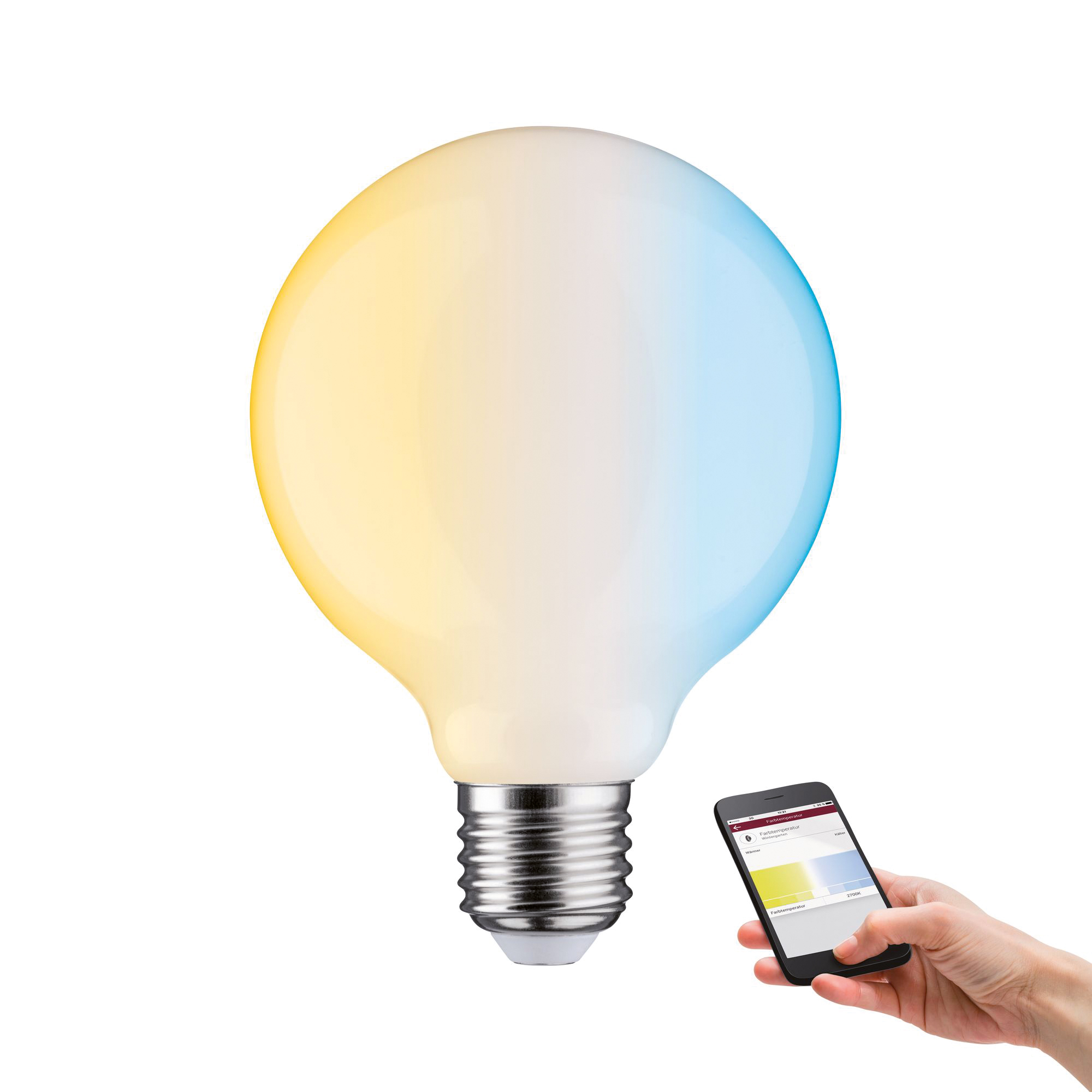 Paulmann PAULMANN LED-Kugellampe FM E27 G95 7W weiß 503.96 6500K 806lm E opal dimmbar AC 230V