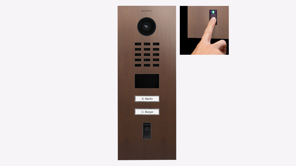 DoorBird D2102FV Fingerprint 50 IP Video Türsprechanlage – Echte Baubronze
