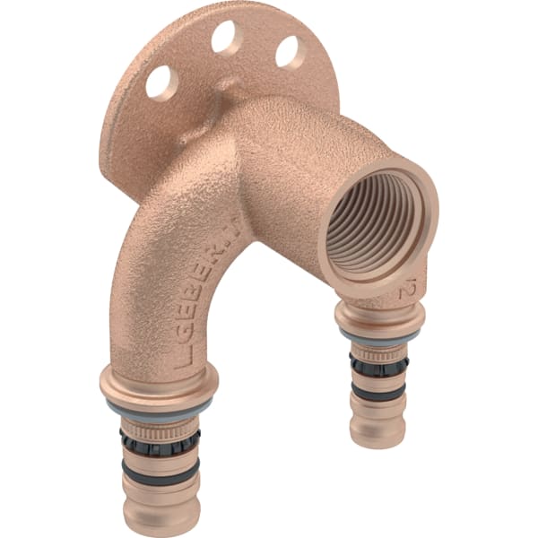 Geberit Geberit Mepla Doppelanschlusswinkel 90° Rotguss d20-Rp1/2-d16 L 52 mm