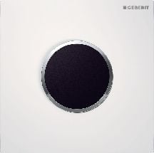 Geberit Geberit Urinalsteuerung mit elektronischer Spülauslösung, Netzbetrieb, Typ 10 Abdeckplatte rund, weiß-alpin glänzend, Designring chrom glänzend